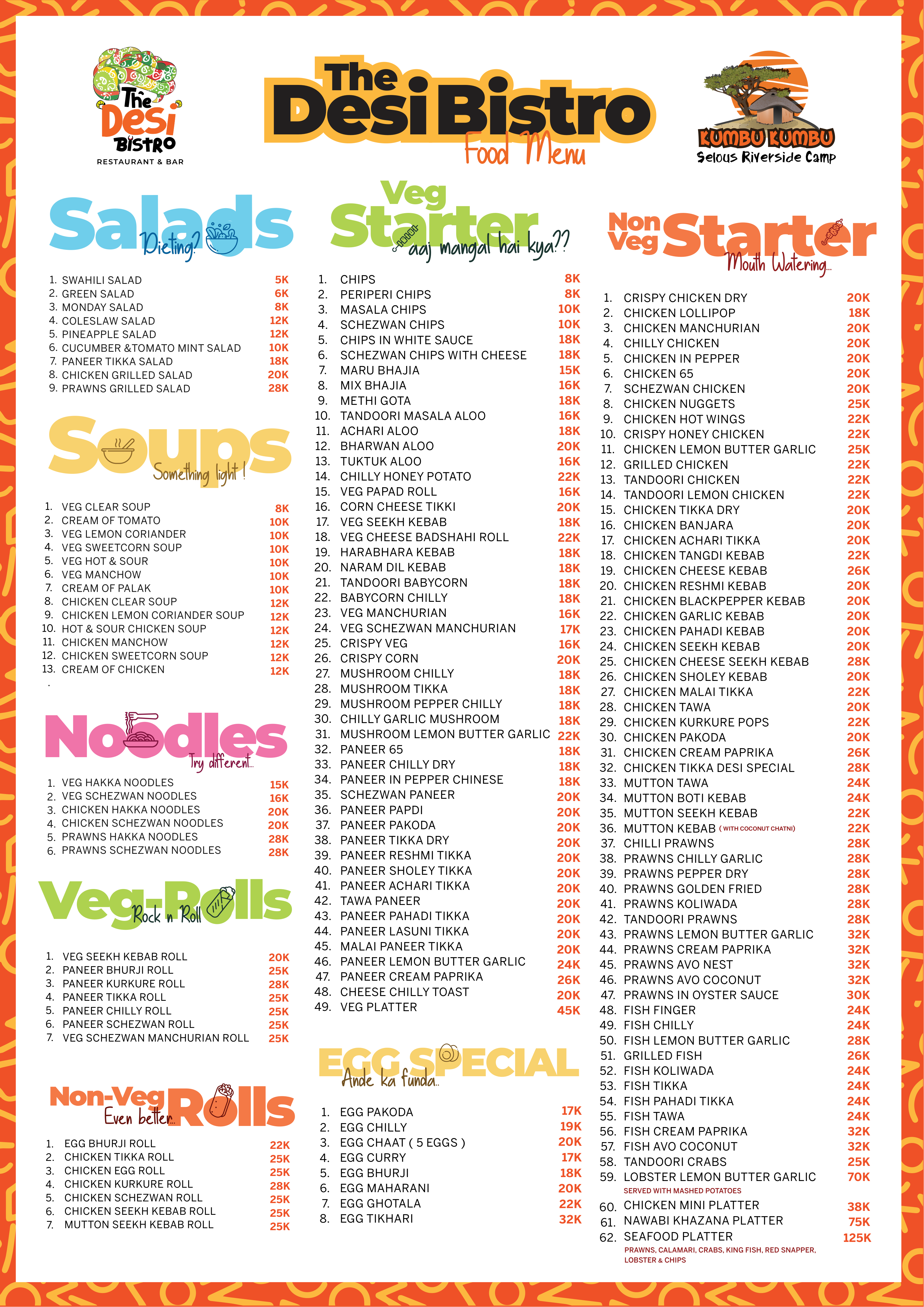 Desi Bistro Menu Page 1